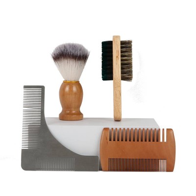 Muxi beard brush and comb set for men Custom beard grooming kit beard oil peach comb styling rubbing brush men gift set